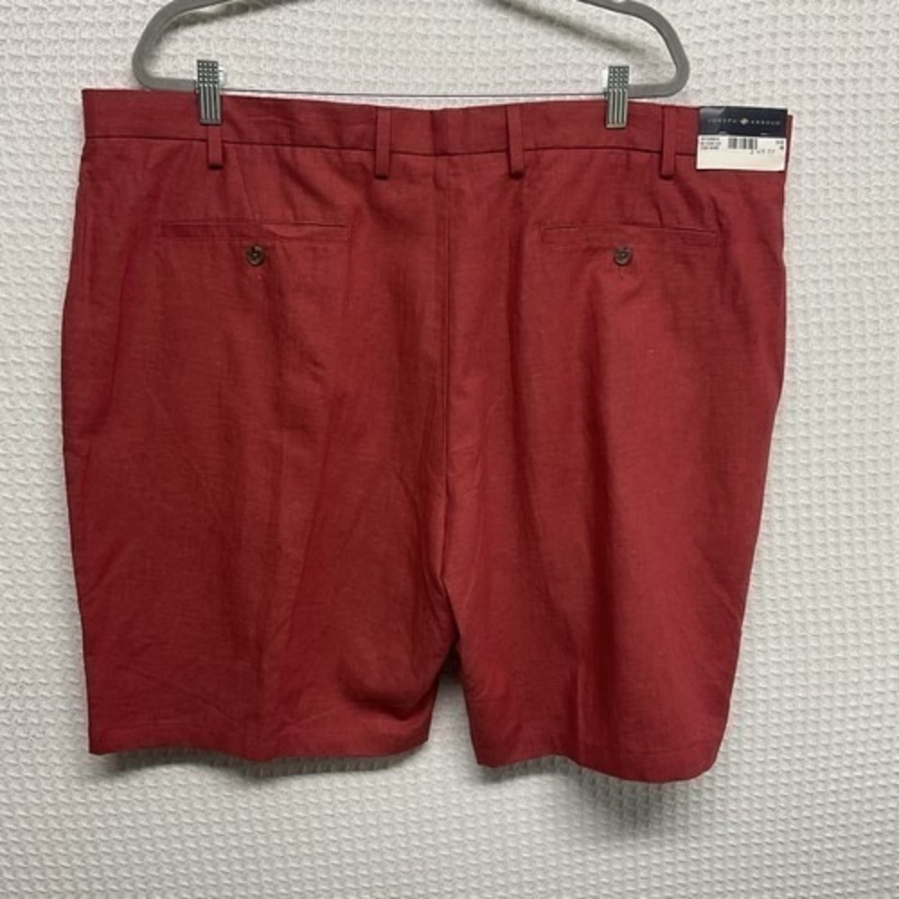 NWT Joseph Abboud Modern Fit Red Stretch Chino Shorts Men 46 Vietnam Linen Blend - Picture 9 of 12